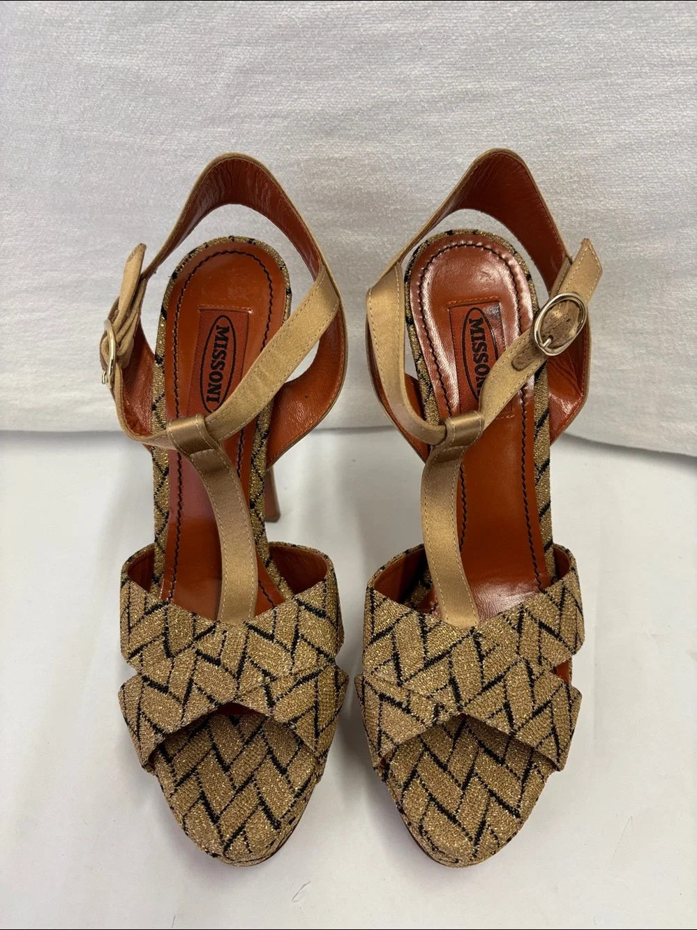 Missoni Chevron Open Toe Platform Heels